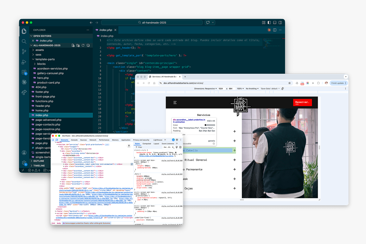 Screenshots displaying code editor