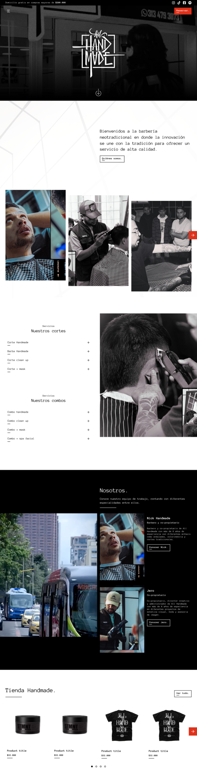 Screenshot of the All Handmade homepage