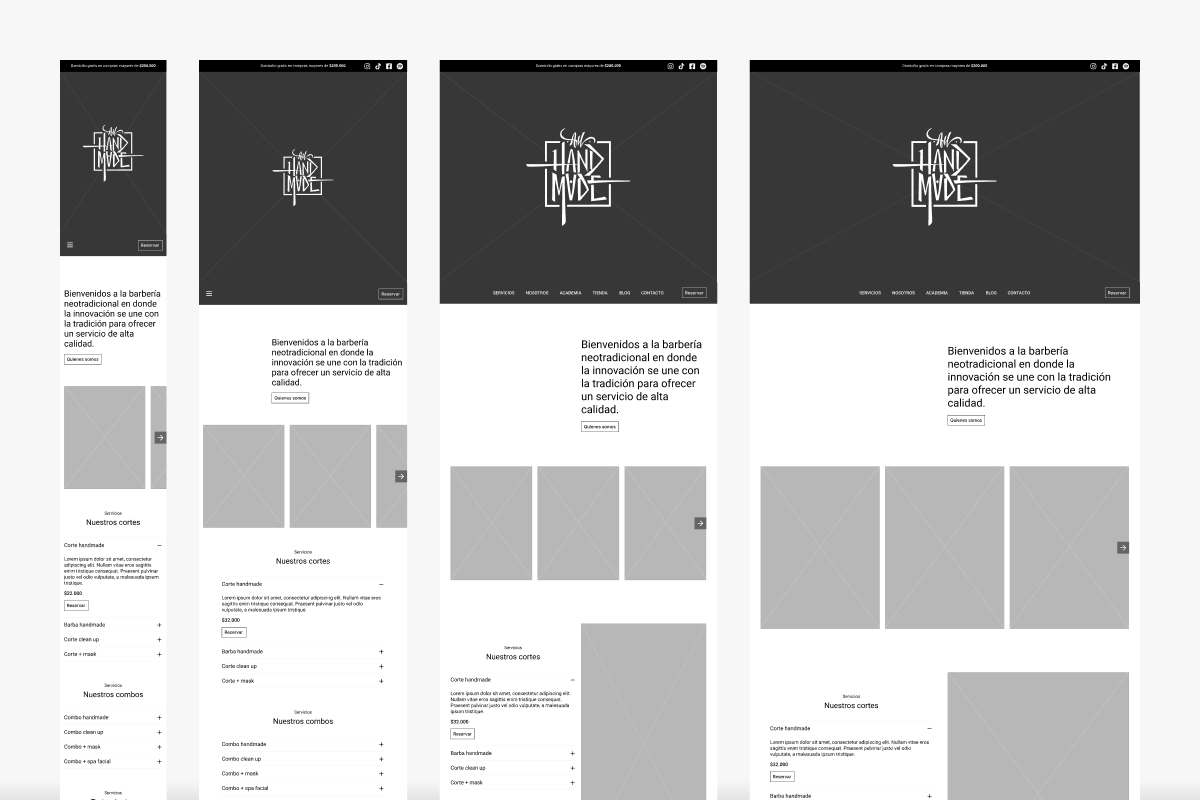 Image showing wireframes of All Handmade homepage