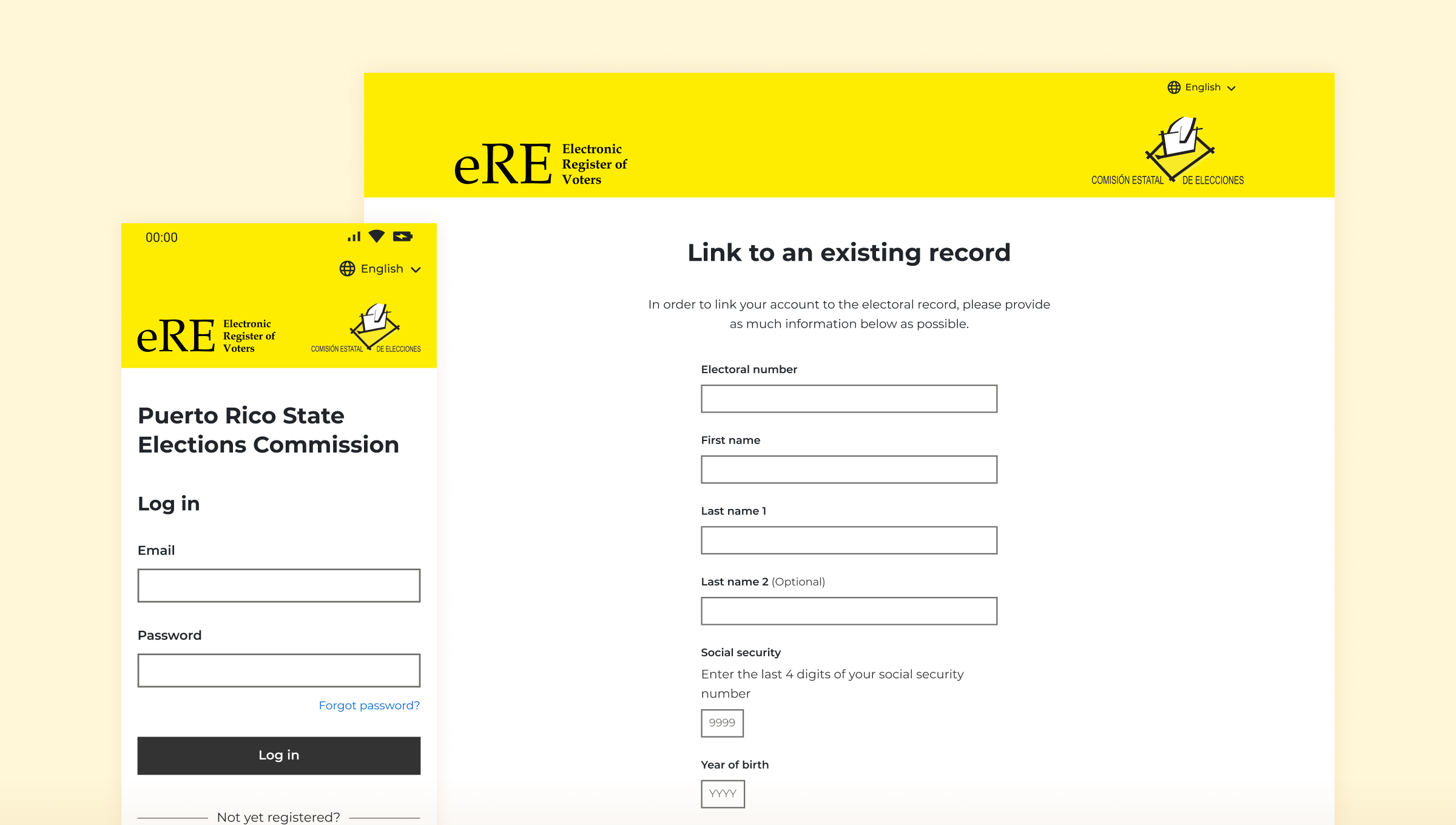 Image showing screenshots from the eRE website